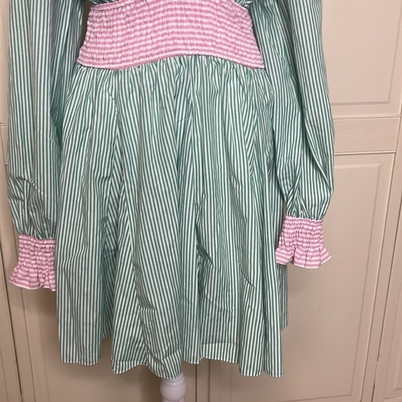 TOPSHOP Women's Tall Stripe Mix and Match Mini Dress in Green and Pink S… - Picture 4 of 9